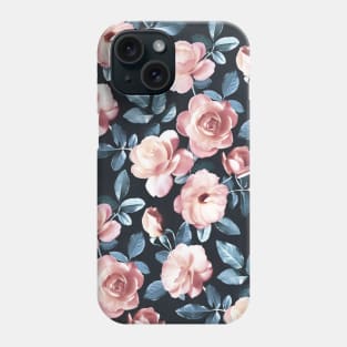 Old Fashioned Moody Roses in Salmon and Blue Grey Phone Case