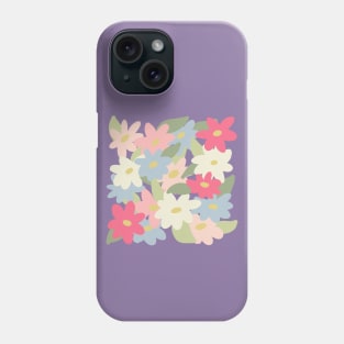 Cute spring wildflowers pink white and blue simple flowers design Phone Case