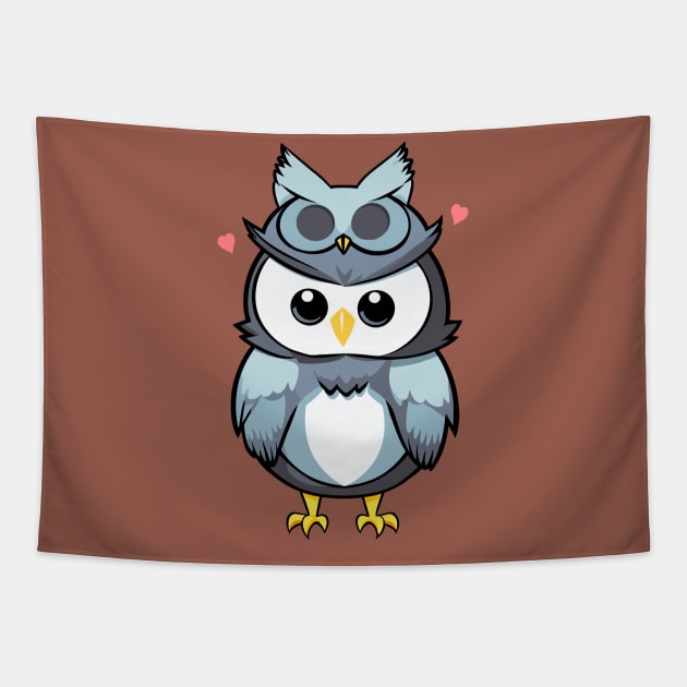 Kawaii Owl with owl costume Tapestry by Orange-C