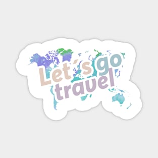 Map with letters: lets go travel Magnet