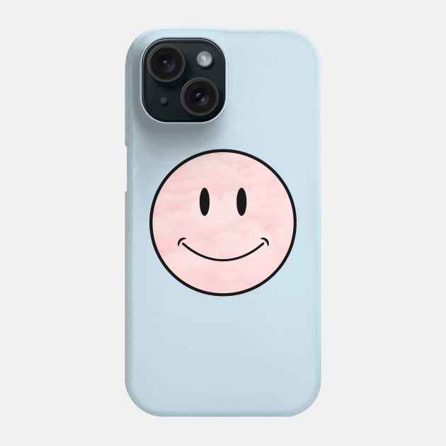 pastel pink cloud background vintage classic Smiley Face Black Outline Phone Case by opptop