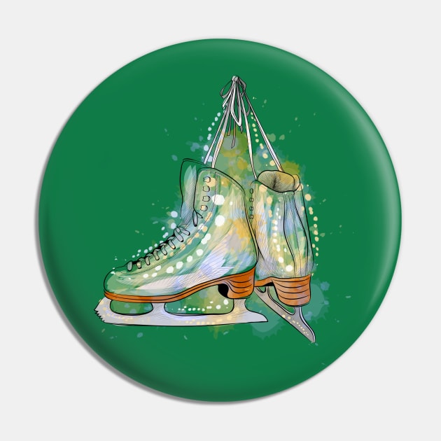 Pair Ice Skates Pin by Mako Design 