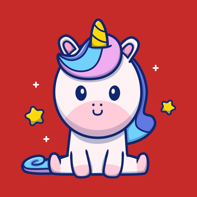 Cute Unicorn Sitting Cartoon by Catalyst Labs