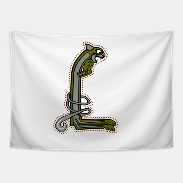 Celtic Cat Letter L Tapestry by Donnahuntriss