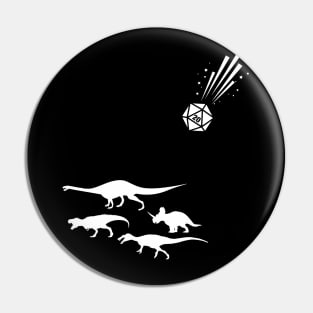 Funny D20 Dice Comet Dinosaur Extinction TRPG Tabletop RPG Gaming Addict Pin