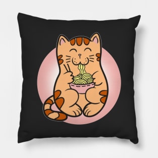 Kawaii Vintage Style Japanese Ramen Cat Pillow