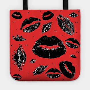 Kisses All Over (Black & Red) Tote