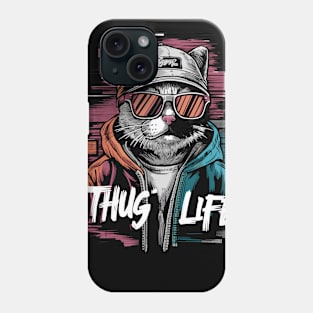 Thug Life Cat Design in Bold Colors Phone Case