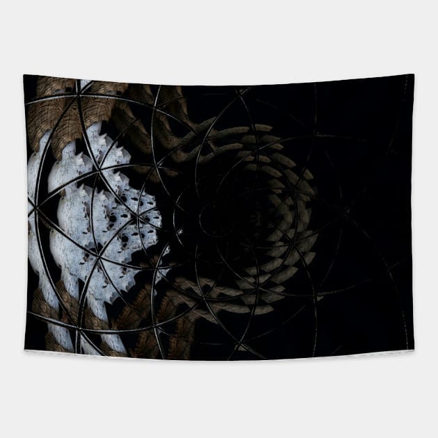 Animal Skull Abstract Floral Design Tapestry by Moon Art