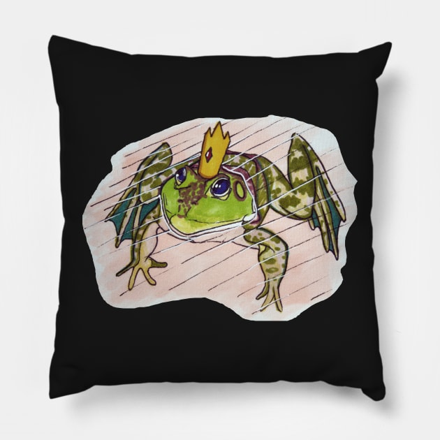 Bullfrog Prince Pillow by Amanda-Courtney