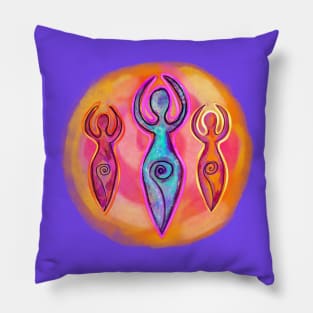 Triple Goddesses Abstract Female Icons Pillow