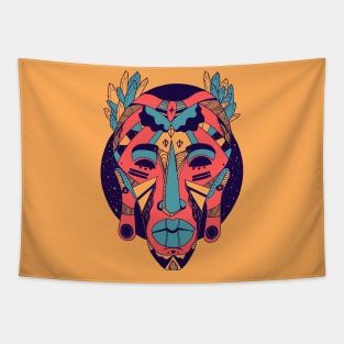 Retro Triad African Mask 1 Tapestry