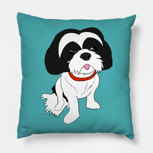 Black & White shih tzu Pillow by AMCArts