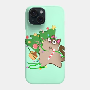 Christmas Zoomies Himalayan Cat Knocks Over Tree funny kitty kawaii Phone Case