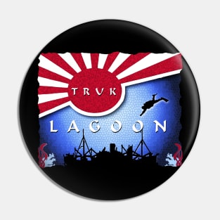 Truk Lagoon Wreck Dive WWII Japan Flag Scuba Diving Gifts Pin