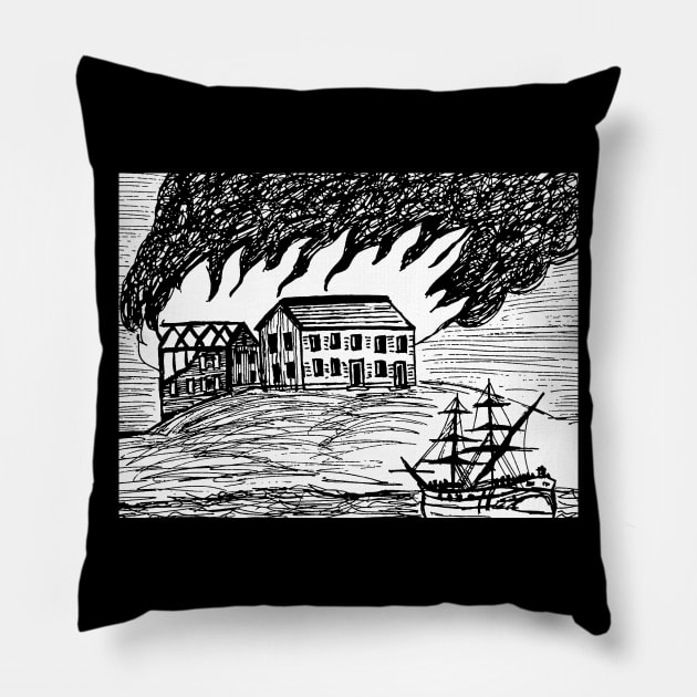 The Burning of Fort Johnston Pillow by Aeriskate