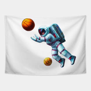 AI Generated Space Man with Basketballs T-Shirt Tapestry
