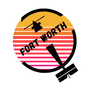 DFW Fort Worth Airport, Texas, USA - Retro Vintage Sunset Plane Flight Travel Destination Design T-Shirt