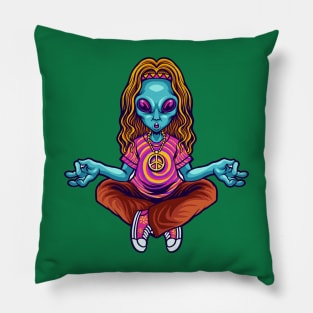 alien yoga Pillow