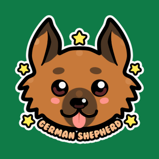 KAWAII Chibi German Shepherd Dog Face T-Shirt