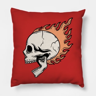 Skull Fire Burn Pillow