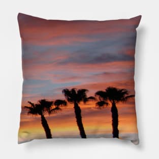 Palm Trees in Las Vegas Orange Sunset Sky Pillow