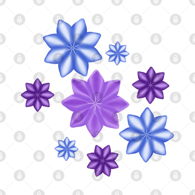 Purple and blue flowers, graphics by KateQR