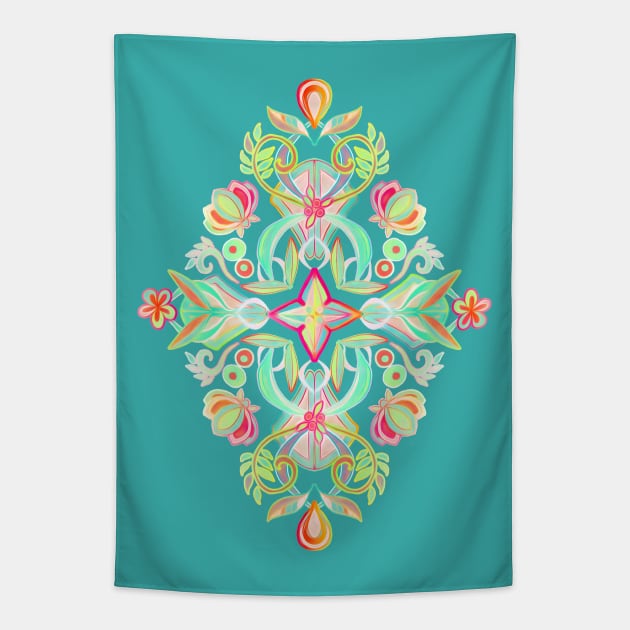 Soft Neon Pastel Boho Pattern Tapestry by micklyn