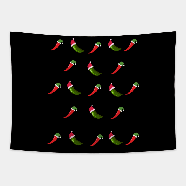 Christmas chilli peppers Tapestry by Epic Hikes