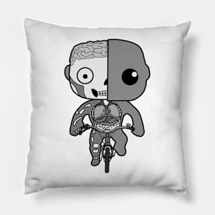 Kawaii Human Anatomy Riding A Bicycle BW2 Pillow