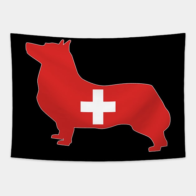 Swedish Vallhund Switzerland Flag Filled Tapestry by DPattonPD