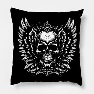 skull wings design Pillow