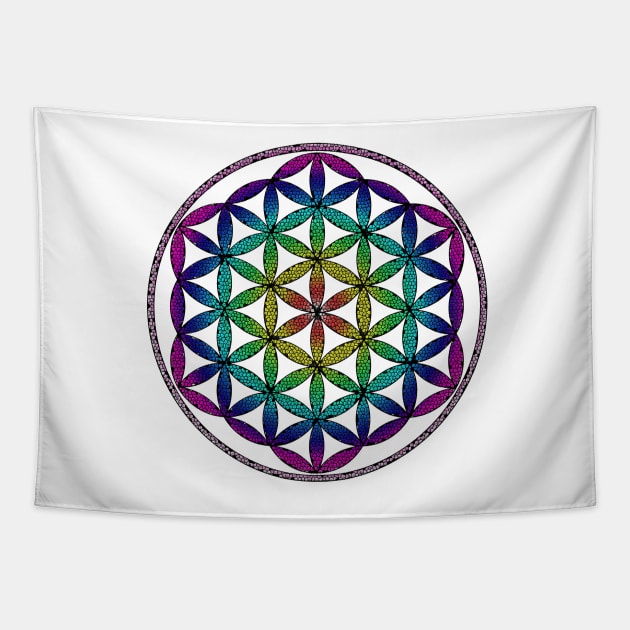 Flower of Life - Sacred Geometry Stained Glass Tapestry by Dactyl