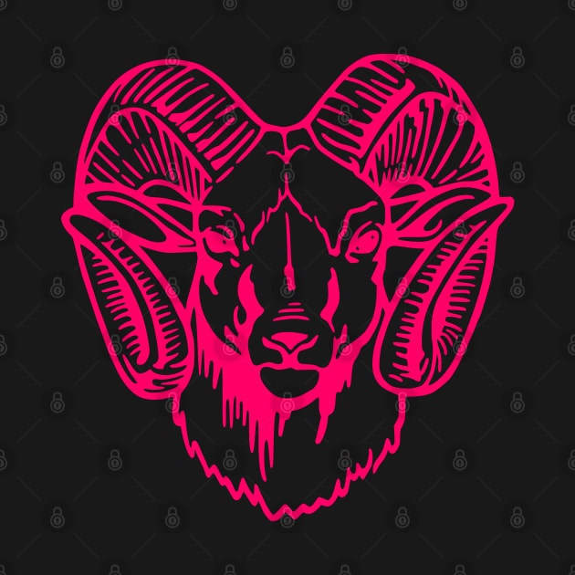 Mascot Head of a Ram (Drawing - Illustration) Razzmatazz by Semenov