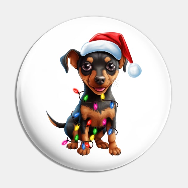 Christmas Miniature Pinscher Pin by Chromatic Fusion Studio