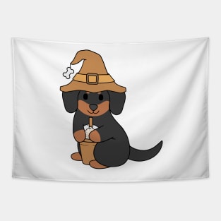 Black Pumpkin Spice Dachshund Tapestry