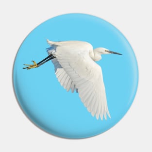 Snowy Egret in Flight Pin