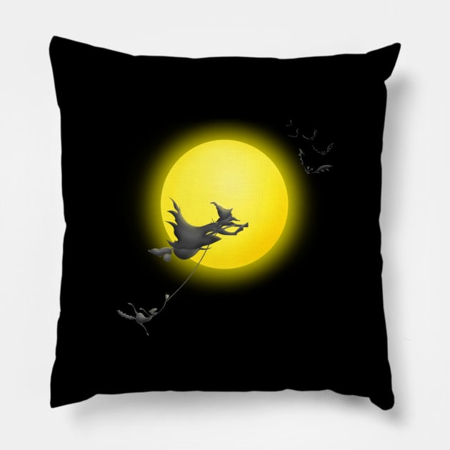 Modern witches fly hoovers Pillow by shackledlettuce