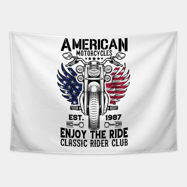 American Motorcycles Enjoy The Ride Classic Rider Club Tapestry by M2M