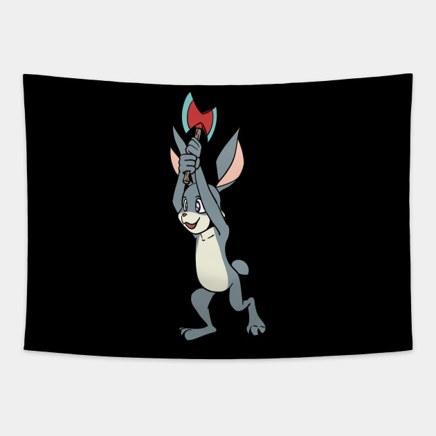 Axe throwing bunny - axe throwing - Rabbit Axe Throwing - Tapestry ...