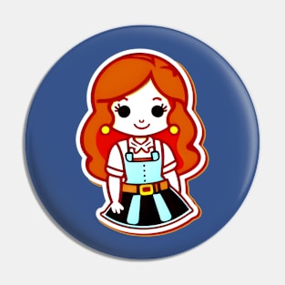 Red Haired Cow Girl Pin