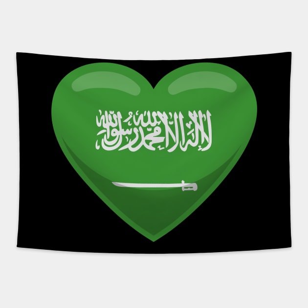 Saudi Arabia Flag Heart Tapestry by SunburstGeo