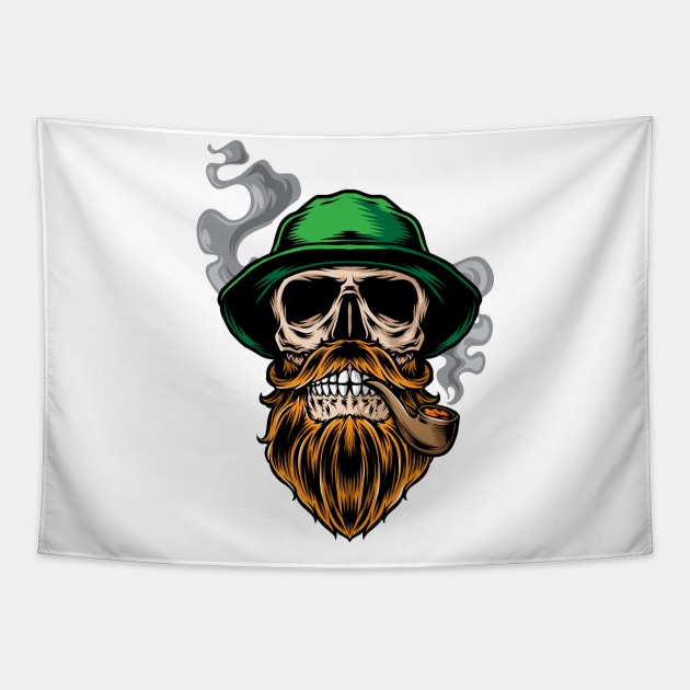 st patrick skull Tapestry by Wisdom-art