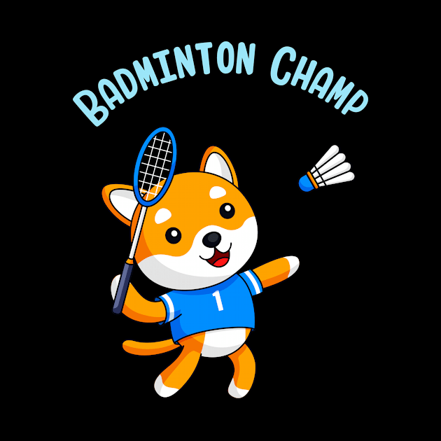 Badminton Champion Cute Dog Kids Sport by Foxxy Merch