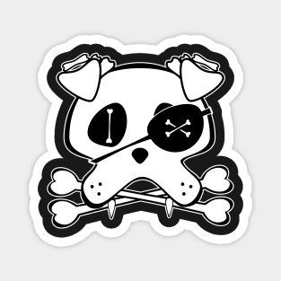 kawaii Pirate Pug Dog, Skull and Crossbones, Funny Halloween Magnet