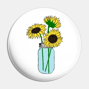 Sunflowers in Blue Jar Pin