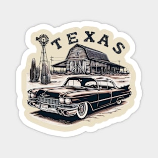 Vintage Cadillac in Texas: Retro T-Shirt with Lone Star Charm and Nostalgic Appeal! Magnet