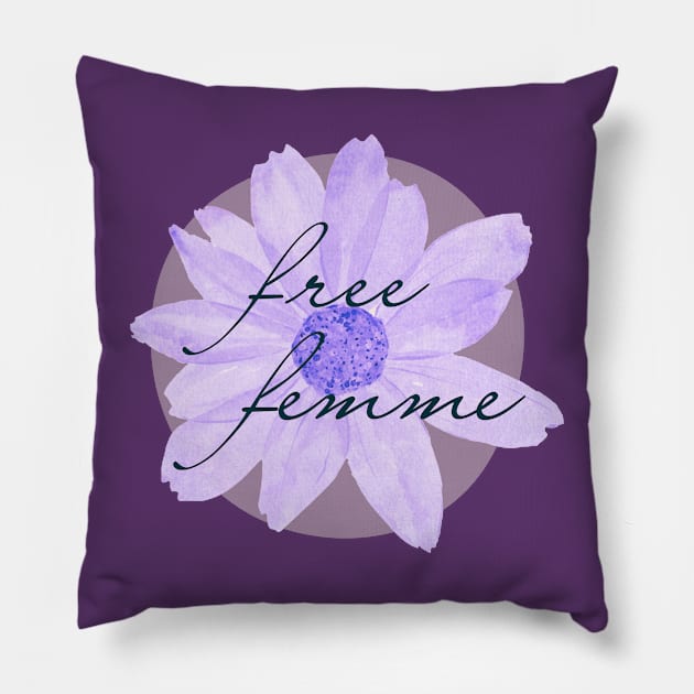 Free Femme (Purple flower delicate aesthetic) Pillow by F-for-Fab