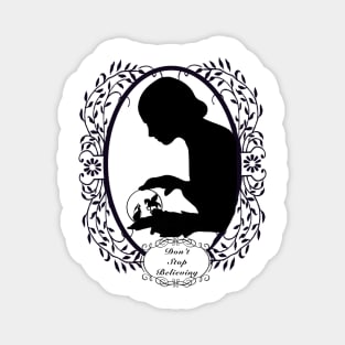 Silhouette Young Woman  With Fairy Princess and Pegasus| Victorian Frame| Motivational Quote| Banner| Victorian Wall Art| Halloween Wall Art Magnet