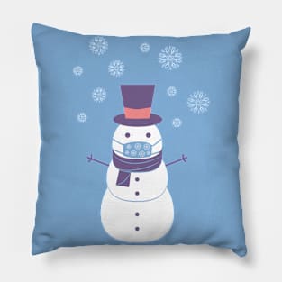 Snowman with a medical protective mask Pillow